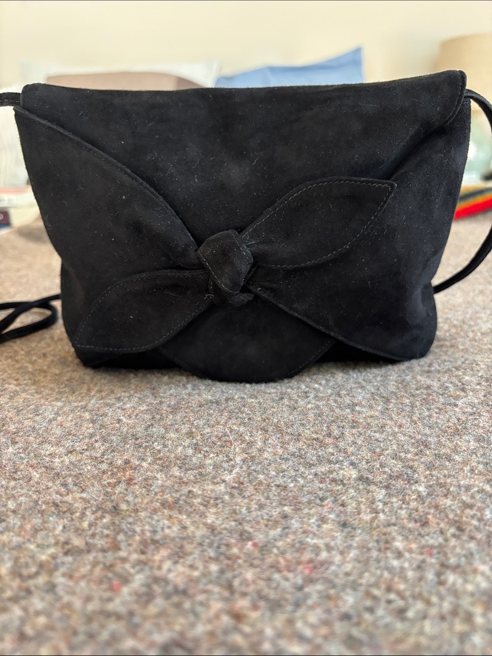Vintage suede Walter Steiger Knot Accent Crossbody Bag - Black